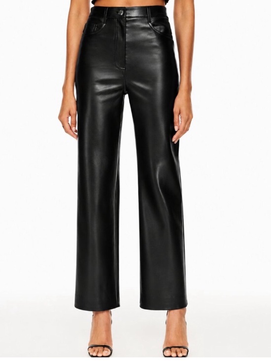 Aritzia Pants - Aritzia Wilfred the Melina Vegan leather black pants white stitch